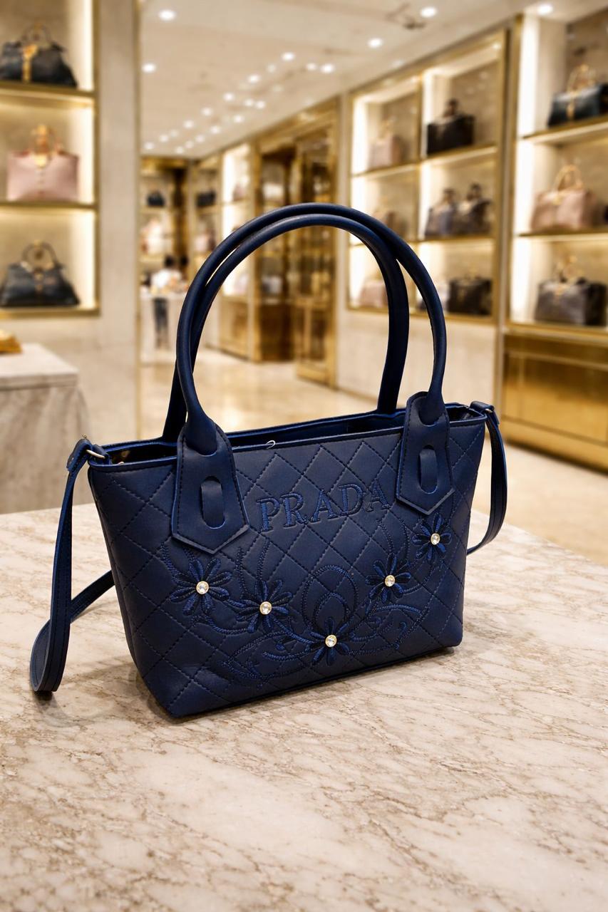 Synthetic Leather Bag navy blue