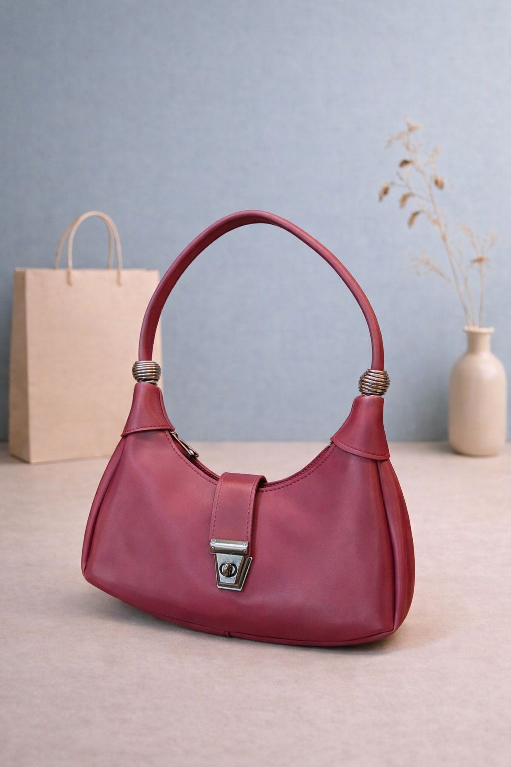 Half moon bag maroon