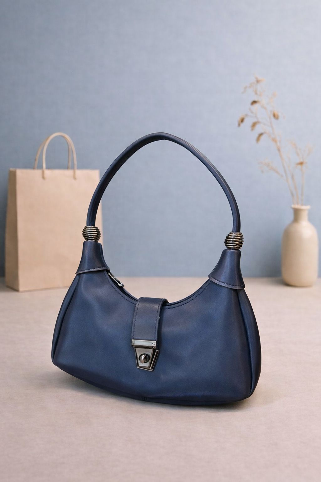 Half moon bag navy blue