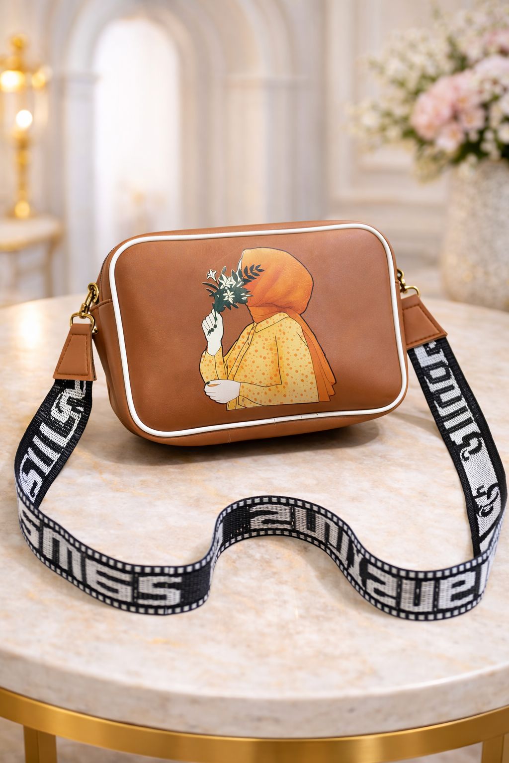 hijab face bag brown