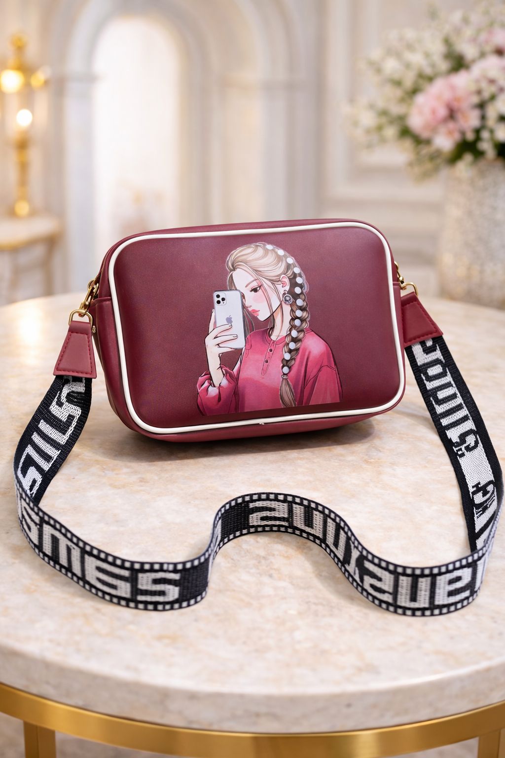 hijab face bag maroon