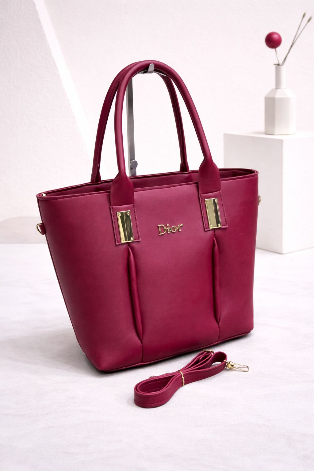 3 Zipper Tote Bag maroon