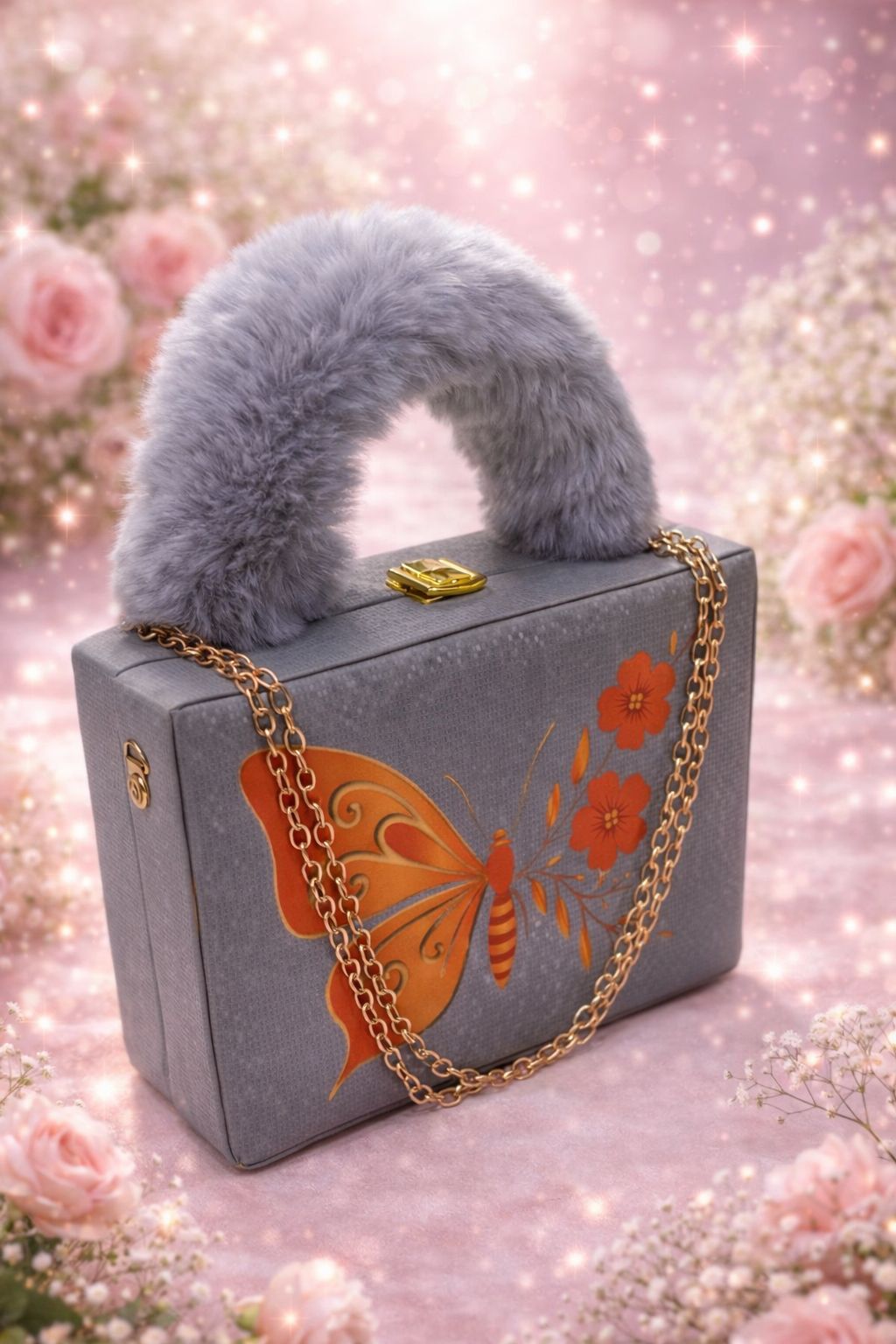 Butterfly Print Bag drak gray