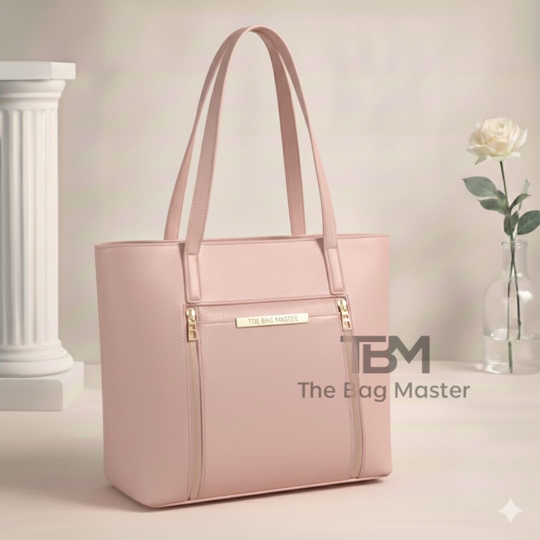 Synthetic Front Print Bag nude pink
