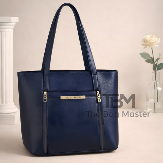 Synthetic Front Print Bag navy blue